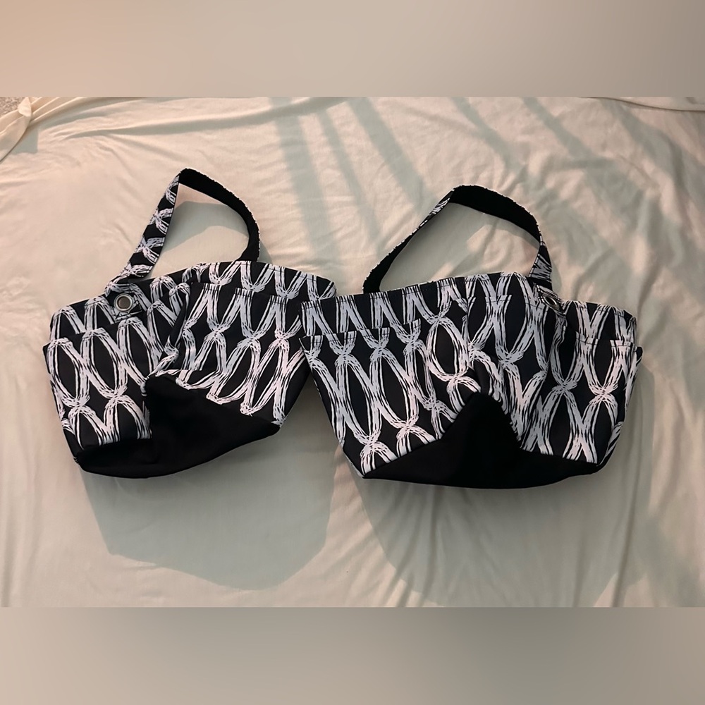 Pair of Thirty-One Black and White Graphic Tote